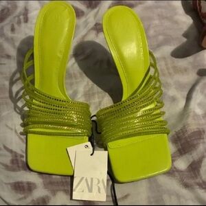 Zara Women's Bright Green Strappy Heels
